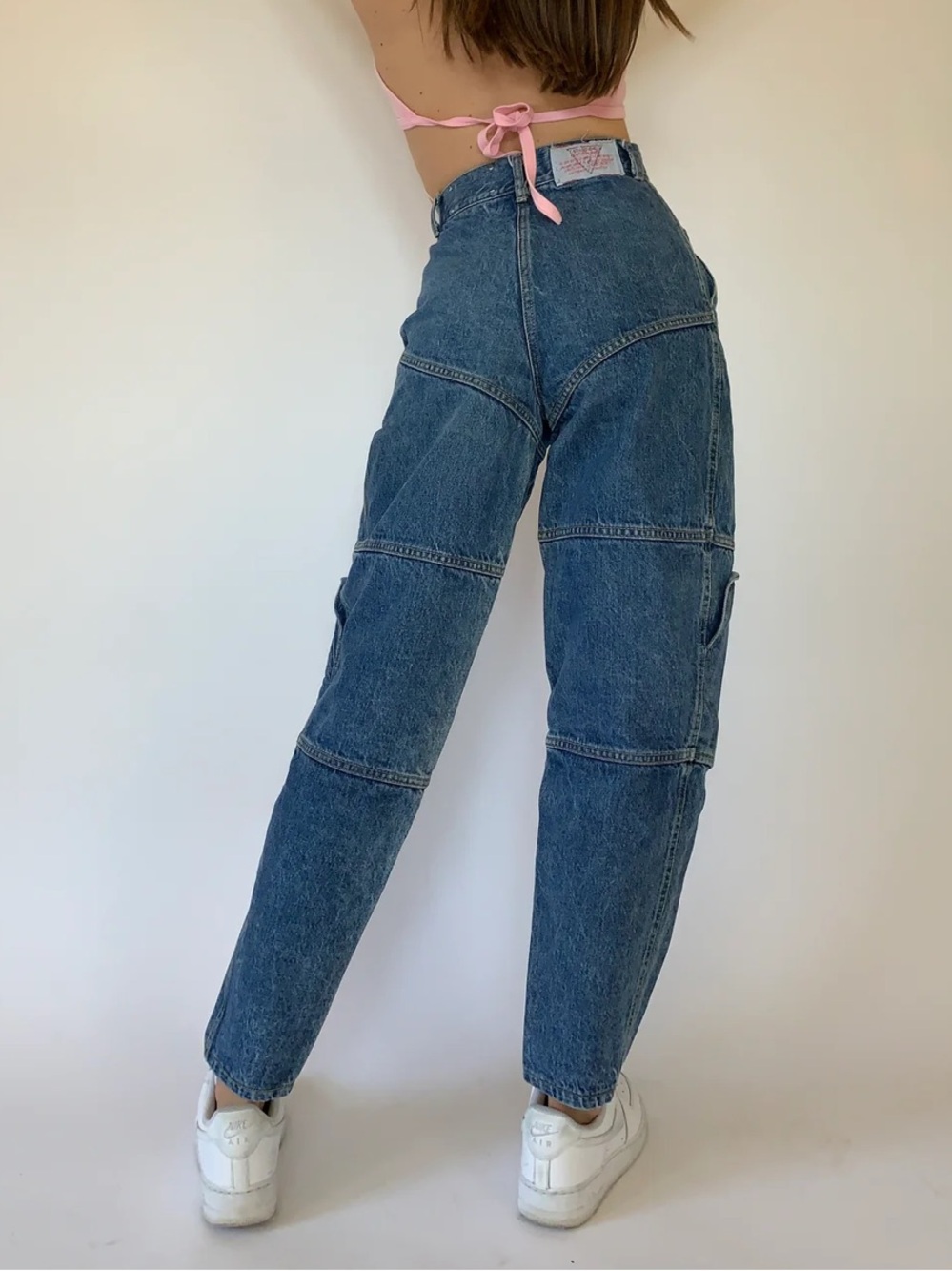 Vintage Guess 1980s by Georges Marciano Front Panel Tapered Leg Jeans Size 26 - Picture 10 of 11